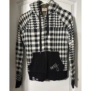 Roxy Women’s Black White Faux Fur Winter Coat Size Small